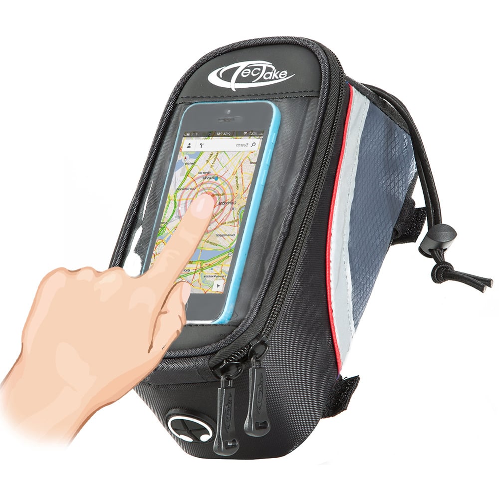 tectake Black Grey and Red Bike Phone Holder Image 3