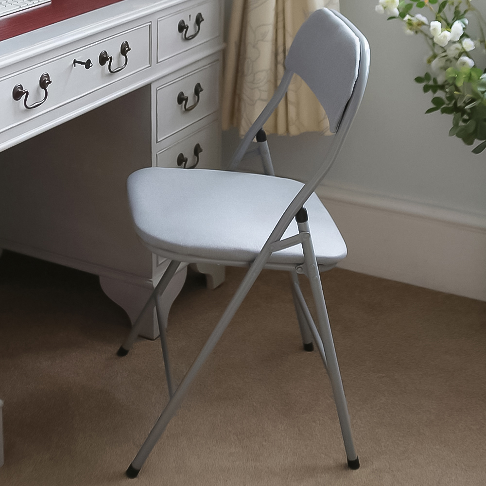Harbour Housewares Set of 6 Grey Fabric Padded Metal Foldable Chair Image 1