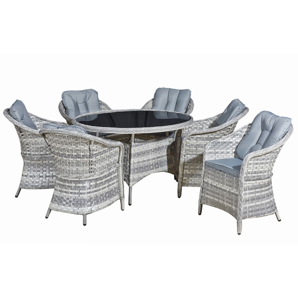 Oseasons Sicilia 6 Seater Rattan Dove Grey Dining Set Image 2