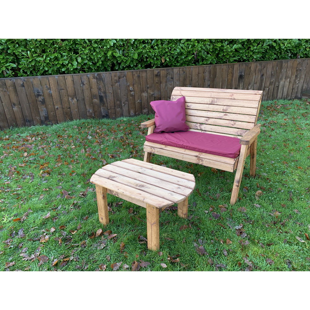 Charles Taylor 2 Seater Deluxe Bench Set with Red Cushions Image 3