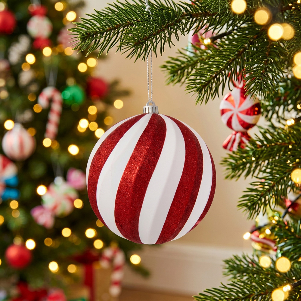 Set of 3 XL Candy Cane Carnival Baubles Image 2