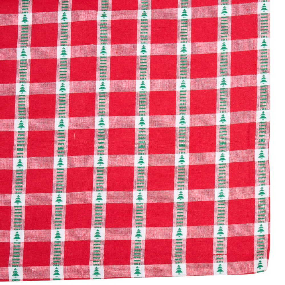 Checkered Tree Tablecloth Red Image 5
