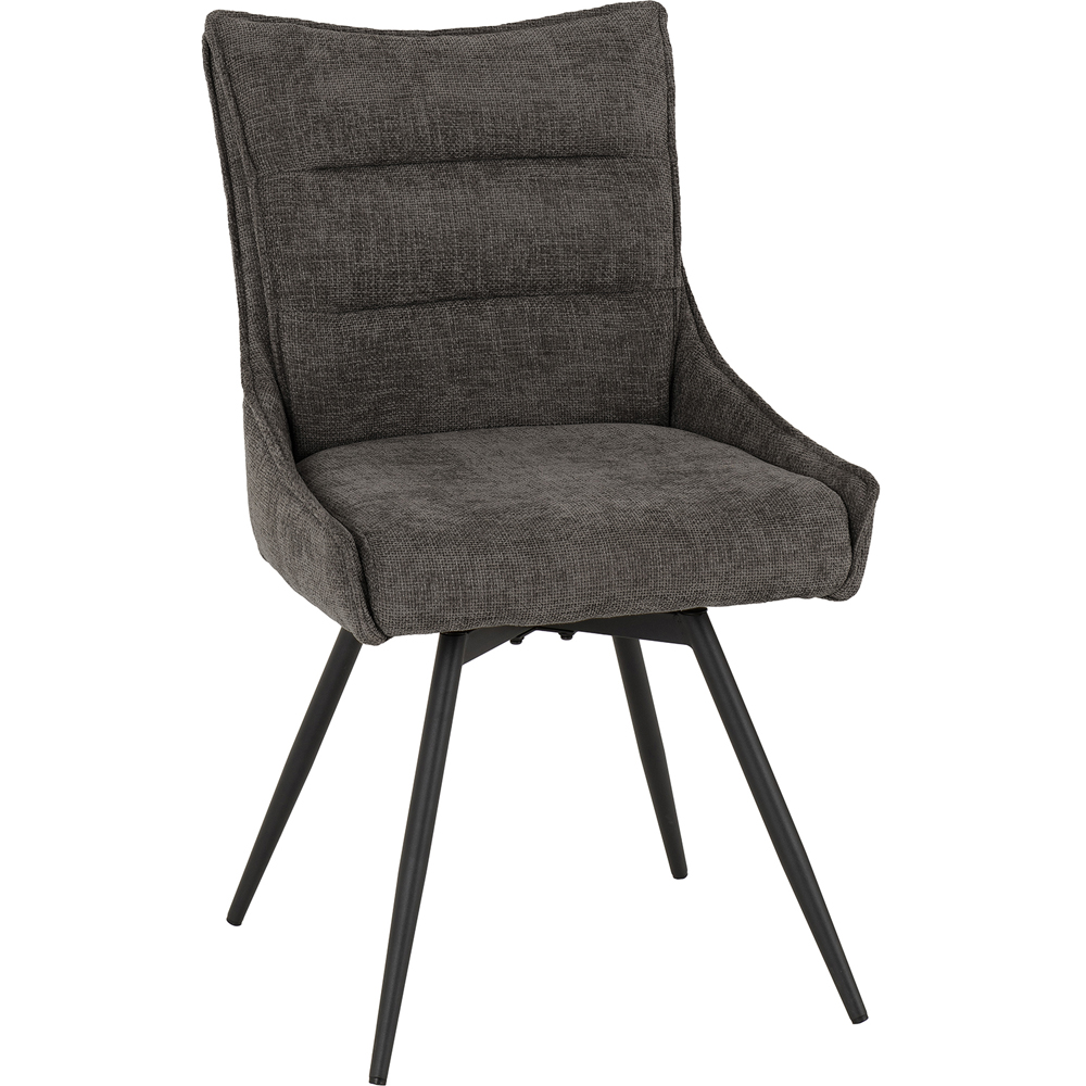 Seconique Lewis Set of 2 Grey Fabric Swivel Dining Chair Image 3