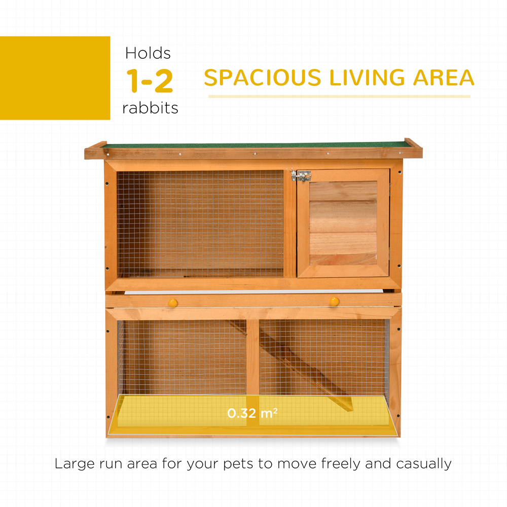 PawHut 2 Tier Wooden Rabbit Hutch Image 3