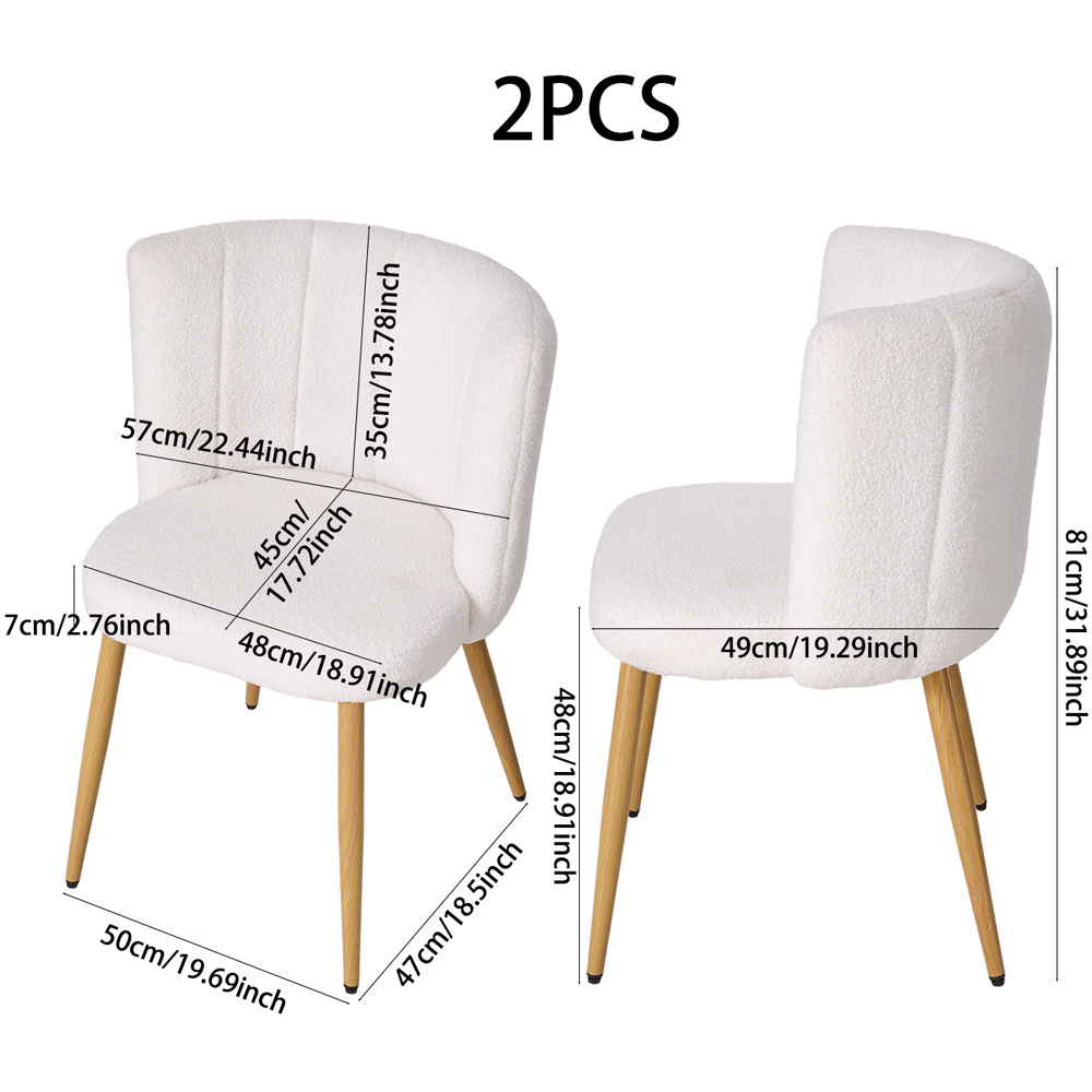 Living and Home Set of 2 Teddy Fleece Dining Chair Image 9
