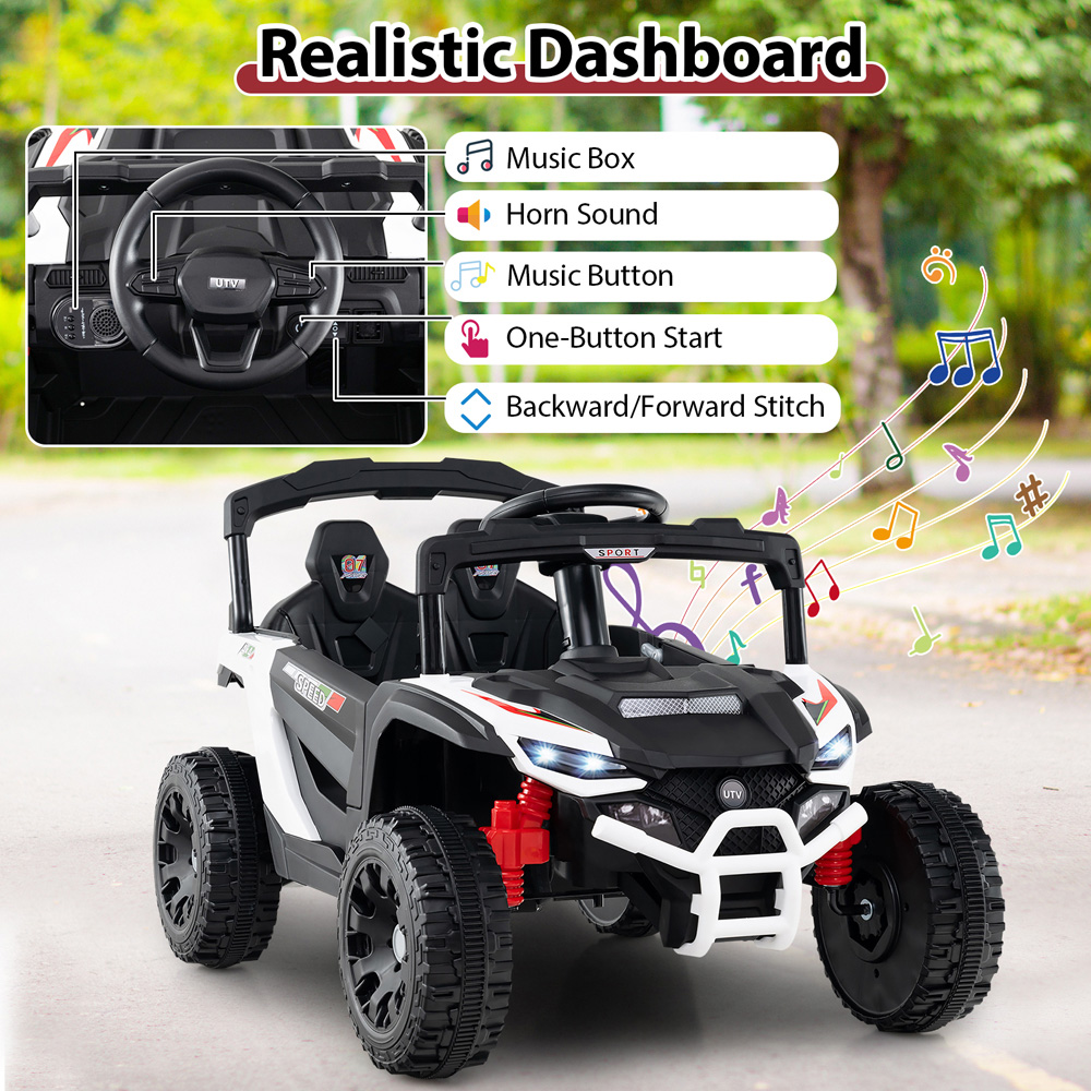 Costway Kids White Ride On UTV Car with Remote 12V Image 6