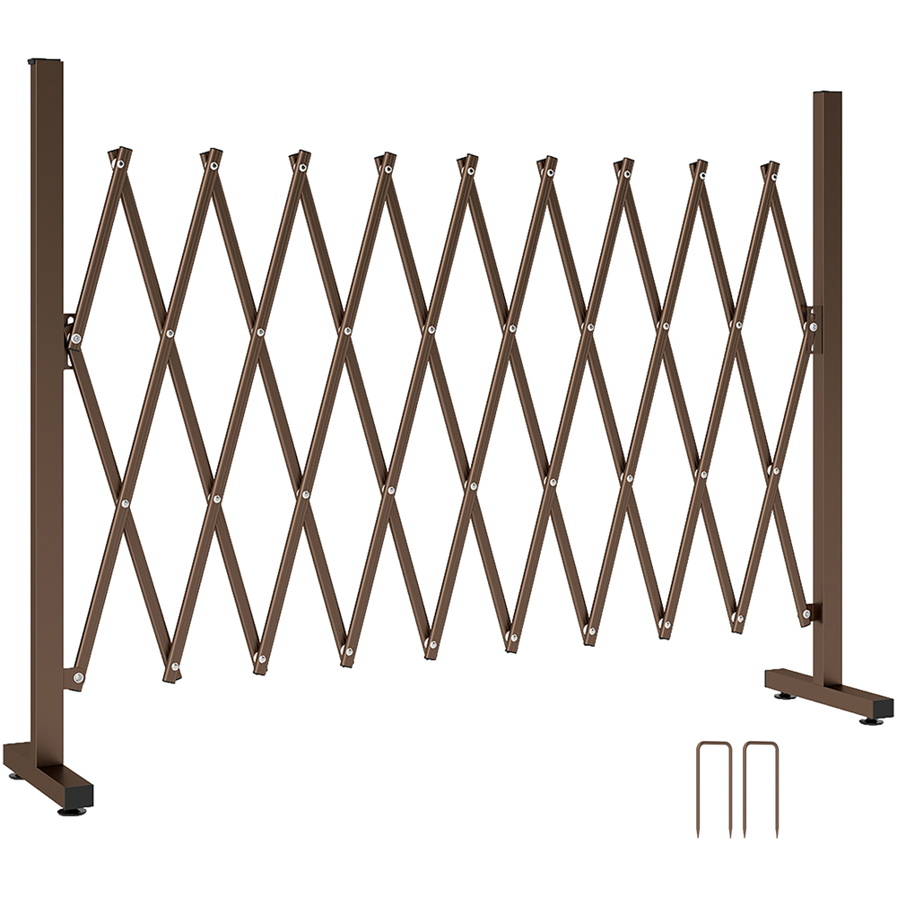 Outsunny 104 x 250cm Dark Brown Aluminium Alloy Movable Pet Safety Fence Image 1