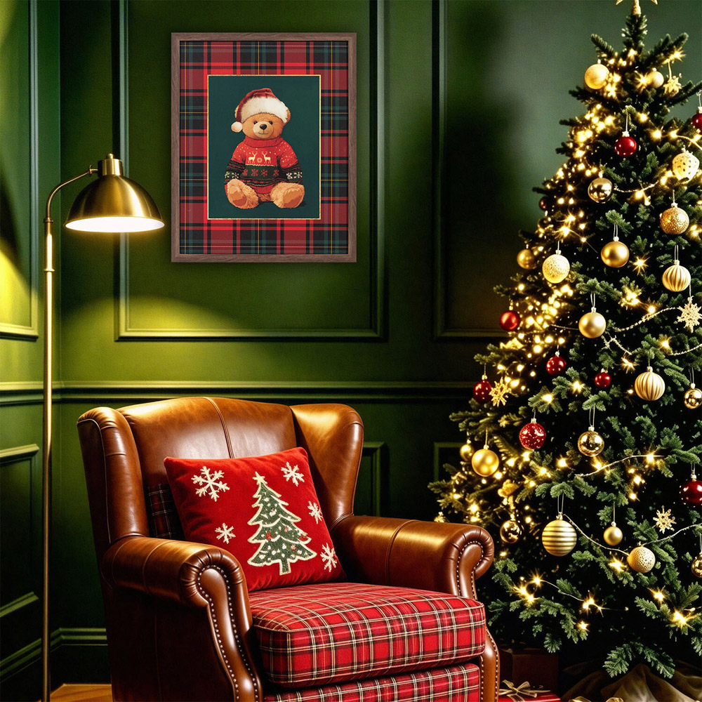 Tartan Christmas Bear Framed Print Image 2