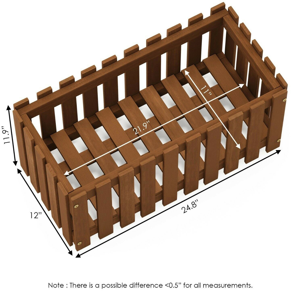 Walplus Natural Teak Oil Hardwood Slatted Planter Box 30 x 63cm Image 7