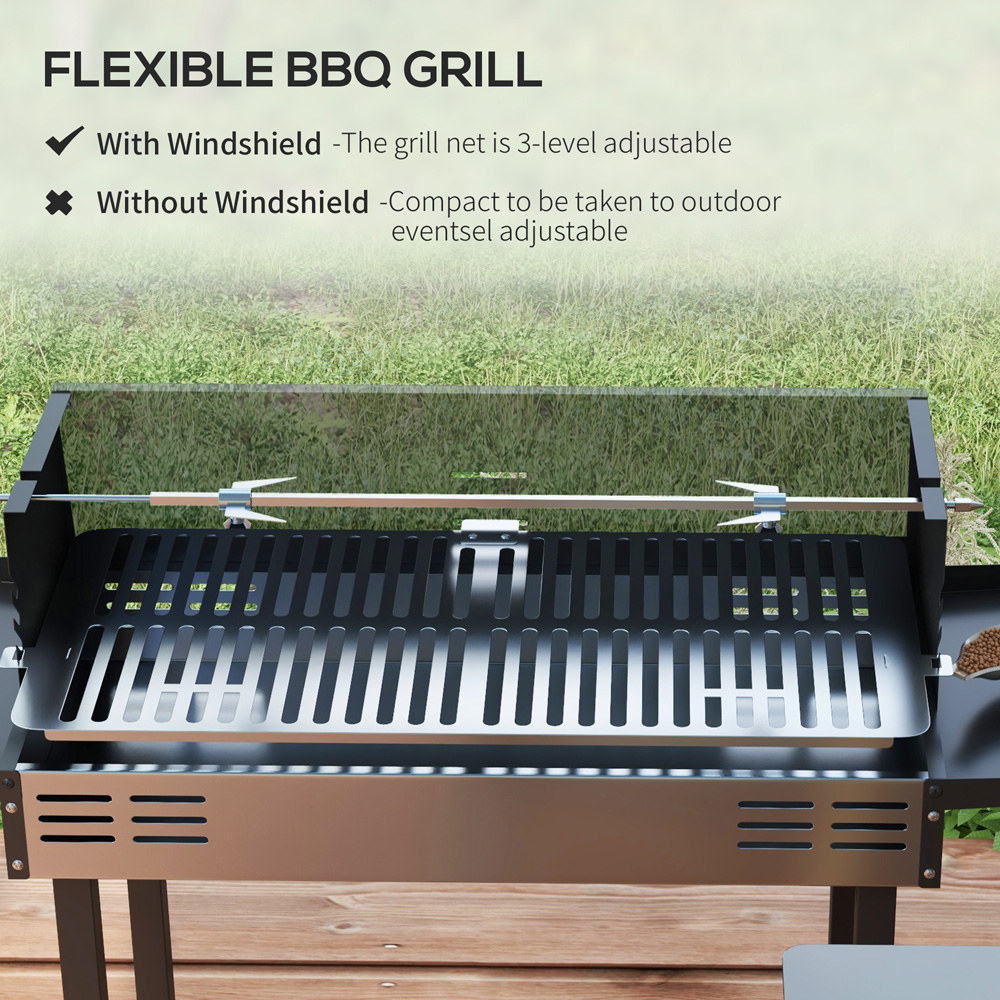 Outsunny 3 Level Charcoal BBQ Rotisserie Grill Image 5