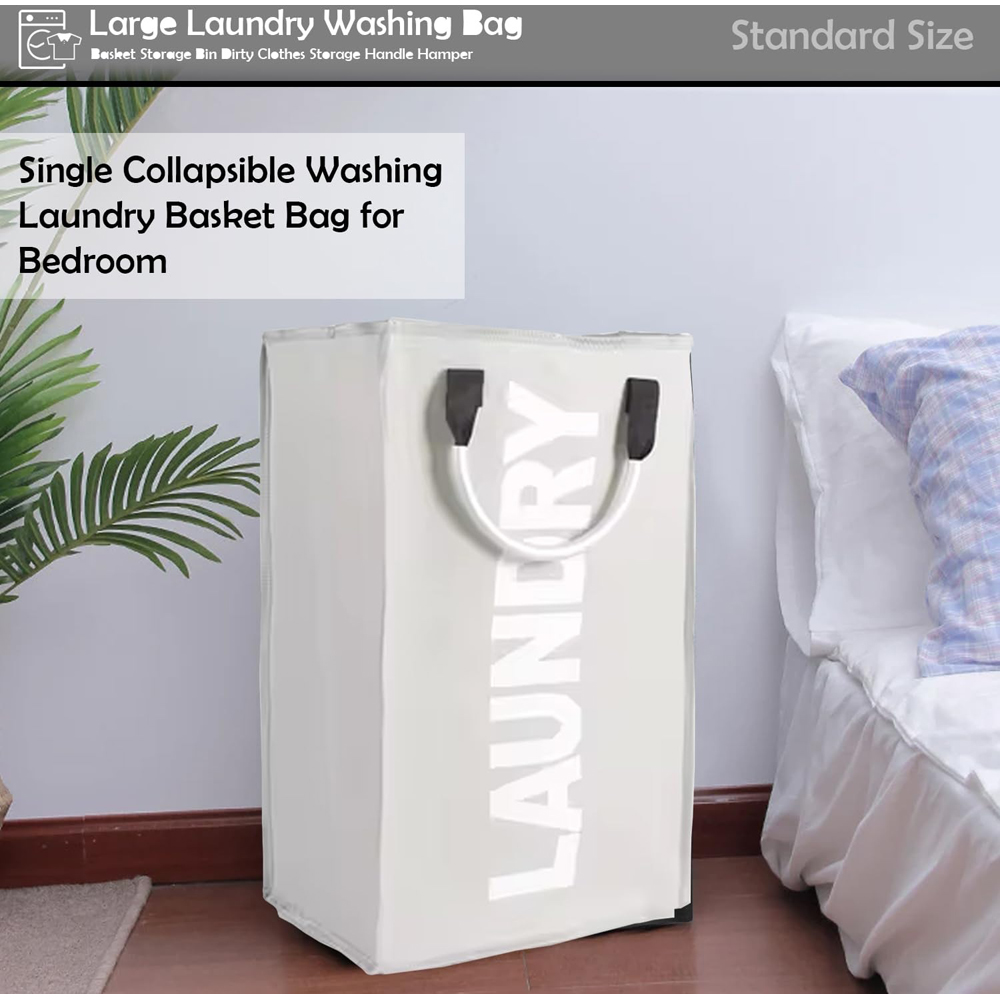 ATEK Light Grey Collapsible Laundry Basket Image 2