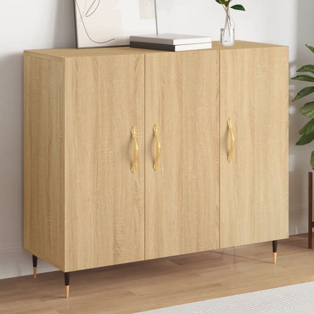 vidaXL 3 Door Sonoma Oak Sideboard Image 1