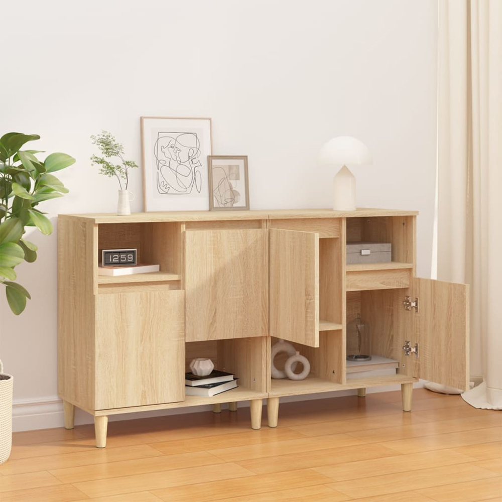 vidaXL 2 Door 2 Shelf Sonoma Oak Sideboard Set of 2 Image 3
