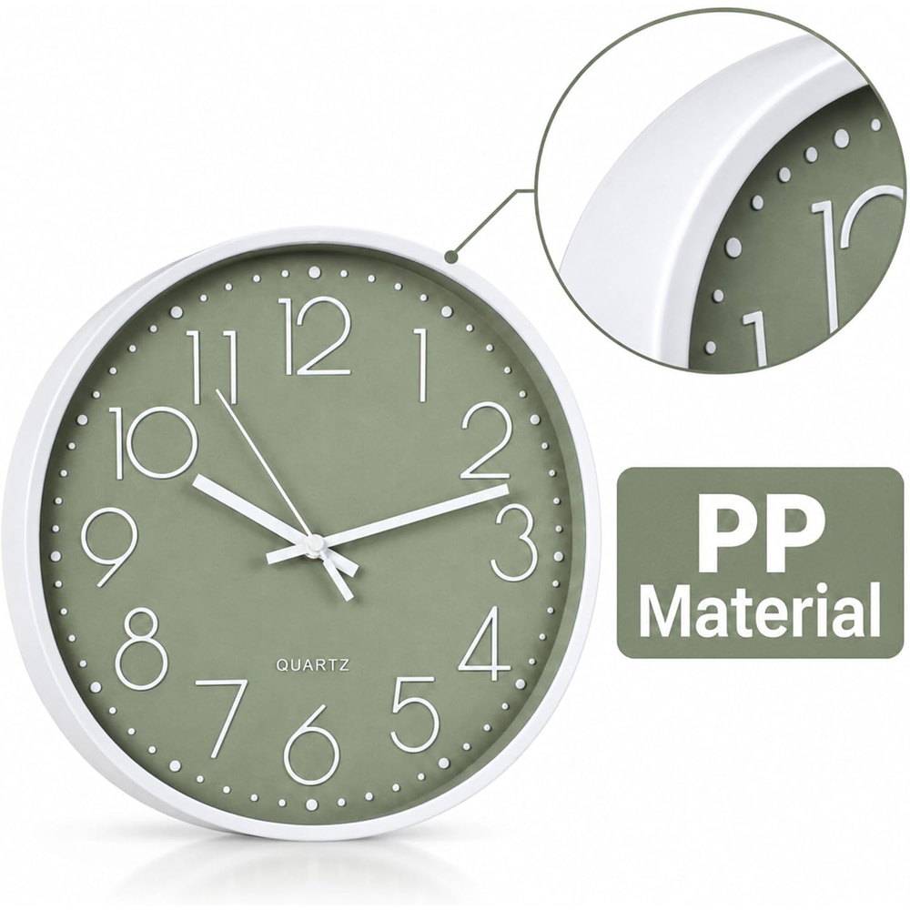 Marco Paul Sage Green Round Wall Clock 30cm Image 7