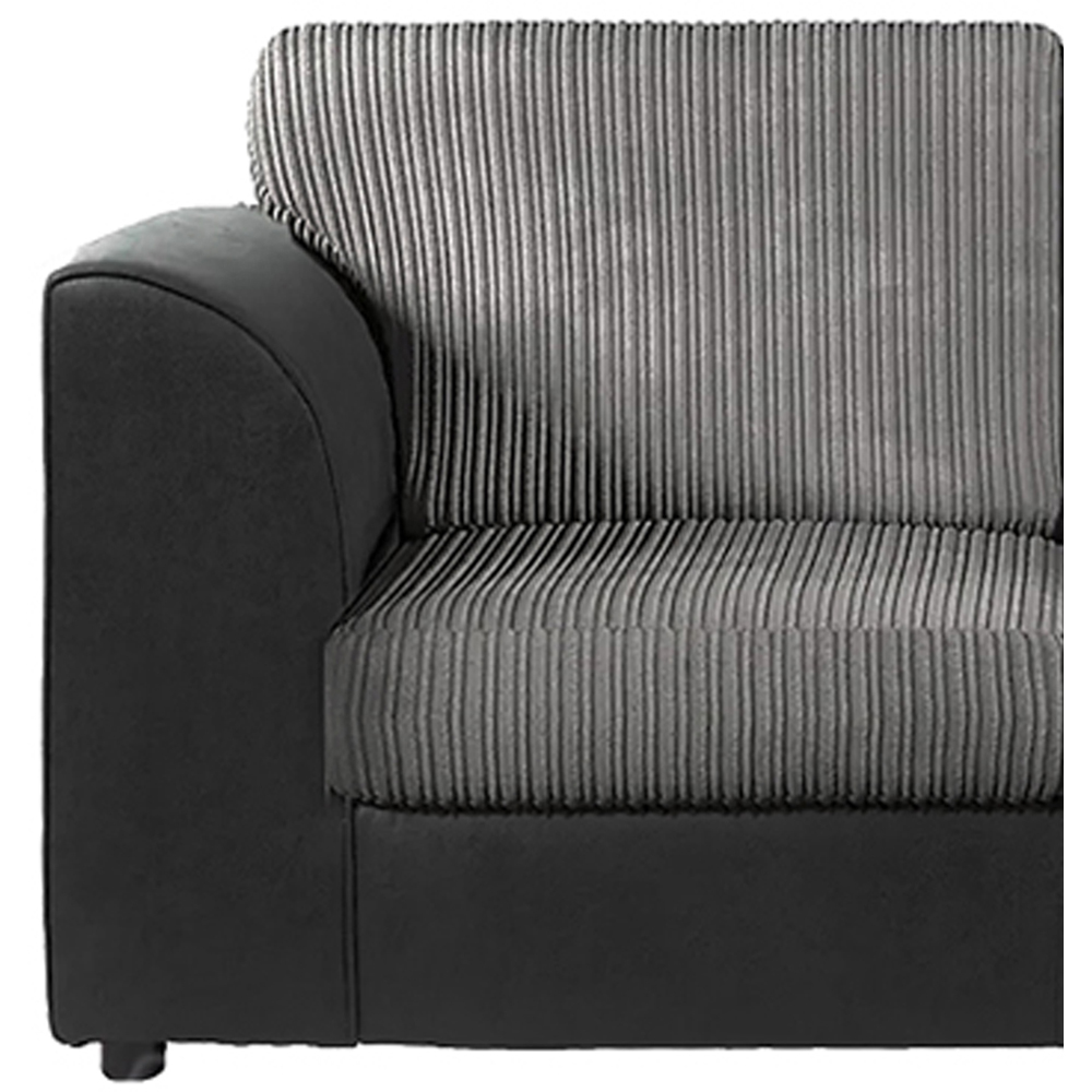 Luxor 4 Seater Black and Grey Jumbo Cord Full Back Sofa Suite Image 3