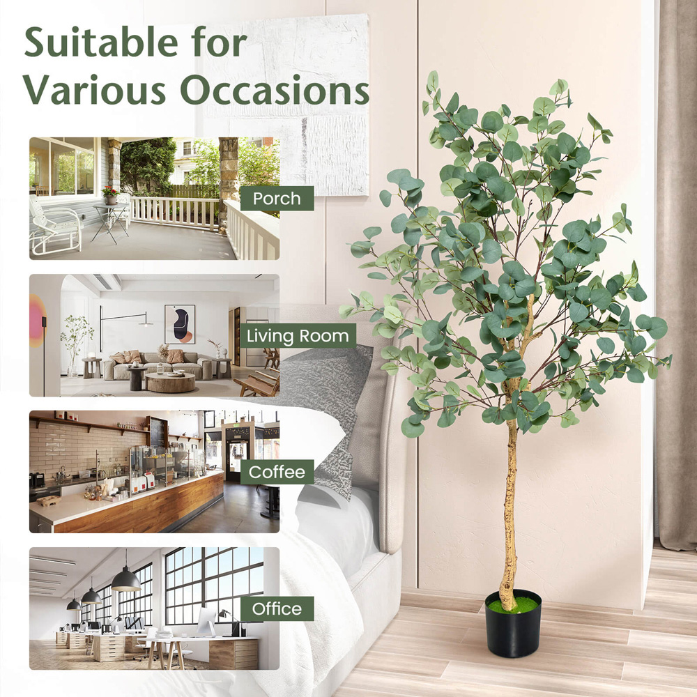 Costway Eucalyptus Artificial Tree In Pot 165cm Image 4