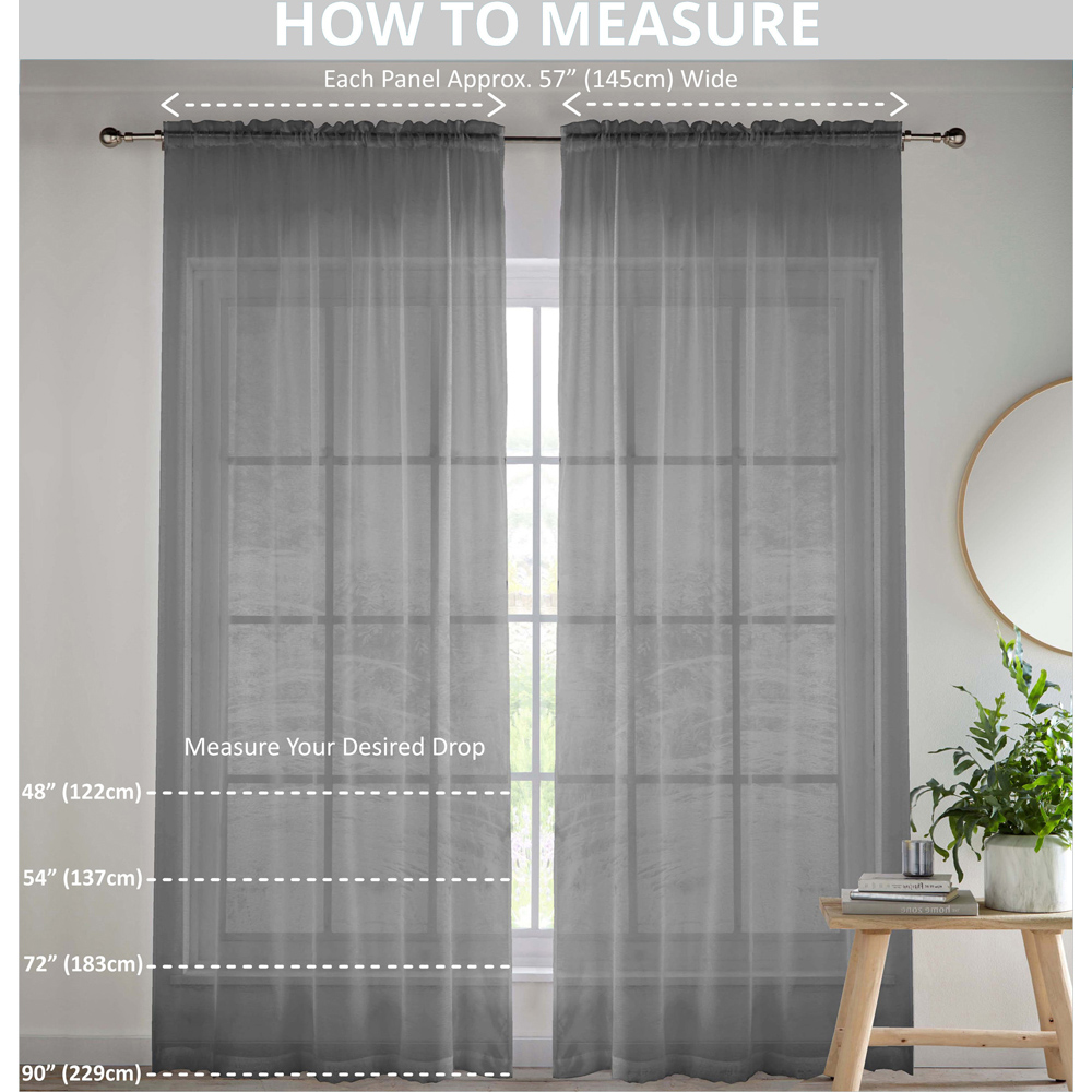 Enhanced Living Oasis Grey Embroidered Leaf Design Sheer Rod Pocket Voile Panels 140 x 122cm Image 4