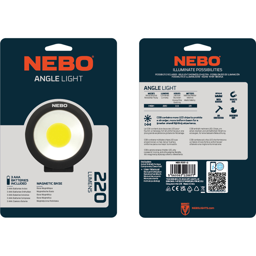 Nebo Angle Light 220 Lumens COB Tilting Work Light with Magnetic Base and Batteries Image 2