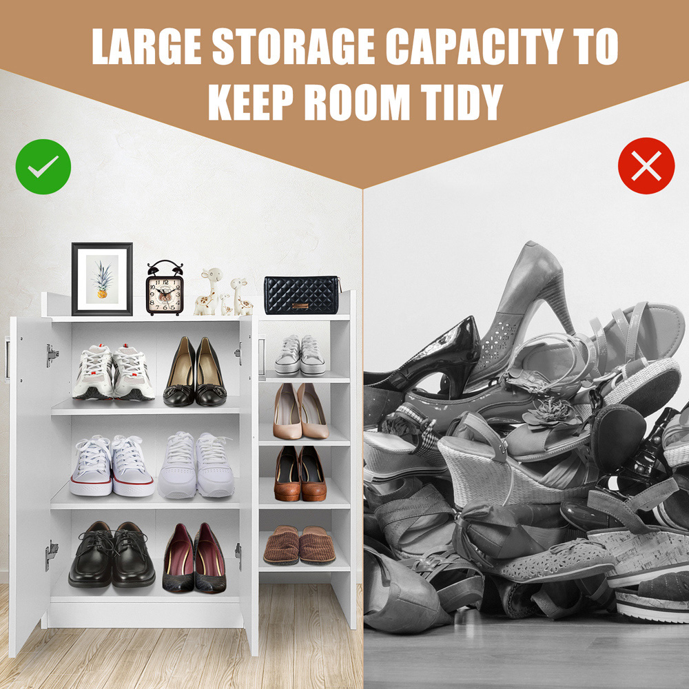 Costway 5 Shelf 2 Door White Freestanding Shoe Rack Image 6