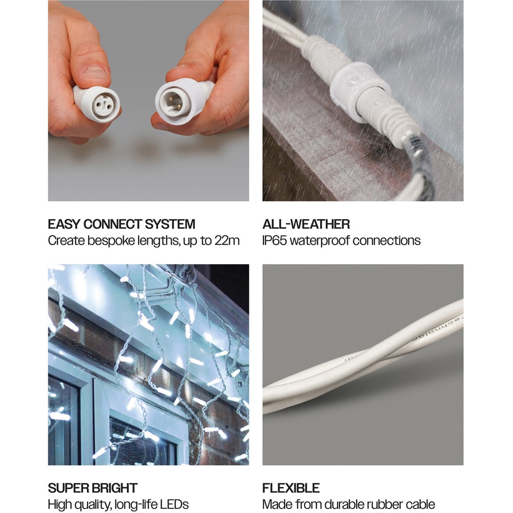 Eagle Connect 300 Cool White LED White Icicle Light 12m Image 5