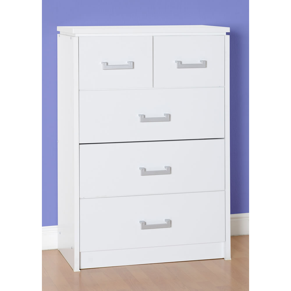 Charles 5 Drawer White Chest of Drawers Image 1