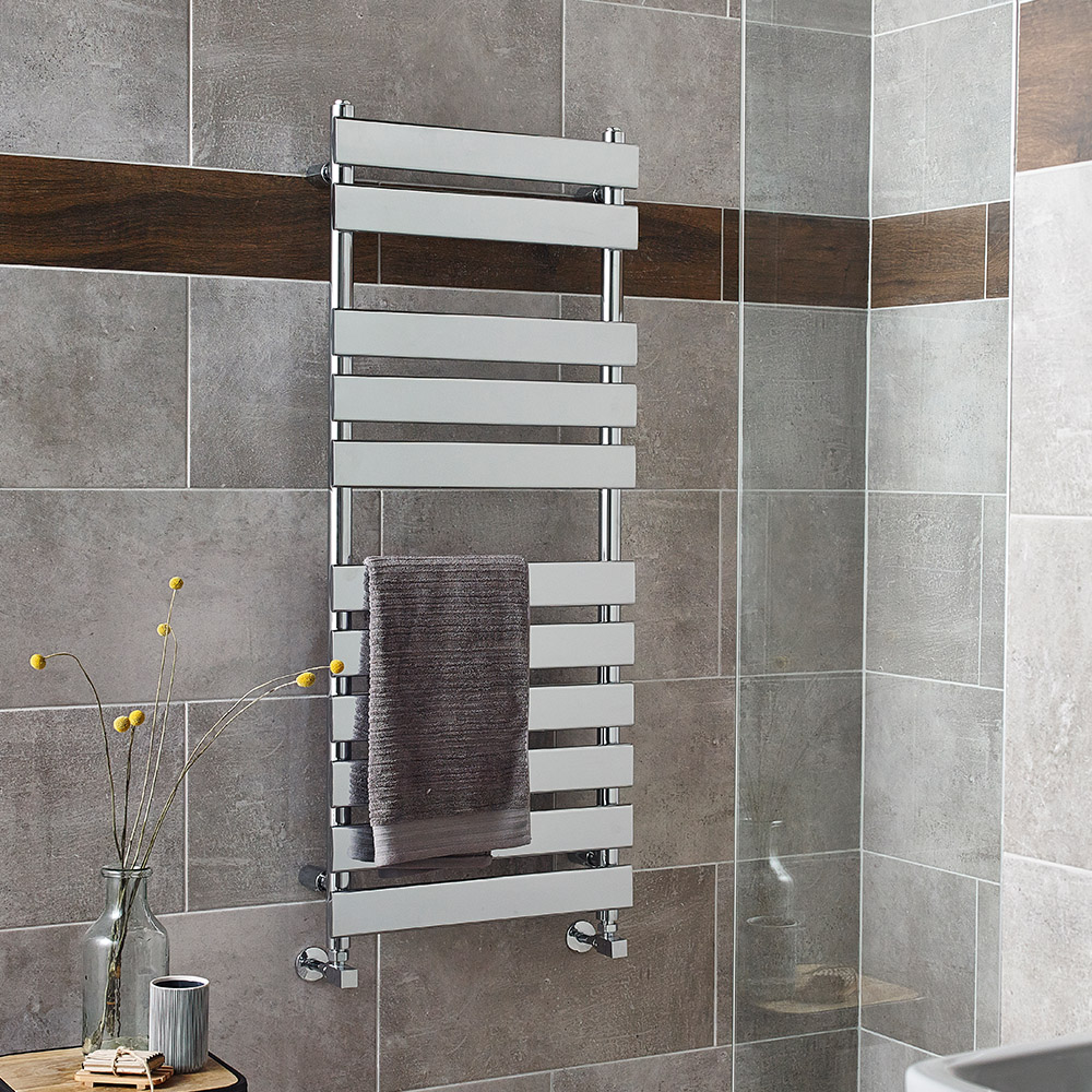 nuie Piazza Chrome Heated Towel Rail 1200 x 500mm Image 2