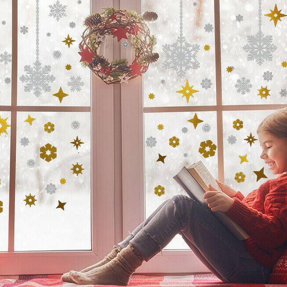 Walplus Shining Christmas Snowflakes Self Adhesive Wall Sticker 105 Piece Image 4