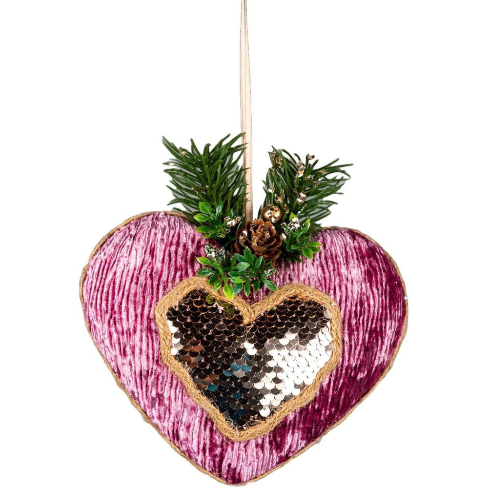Shatchi Pink Burgundy Heart Hanging Christmas Decoration 3 Pack Image 1