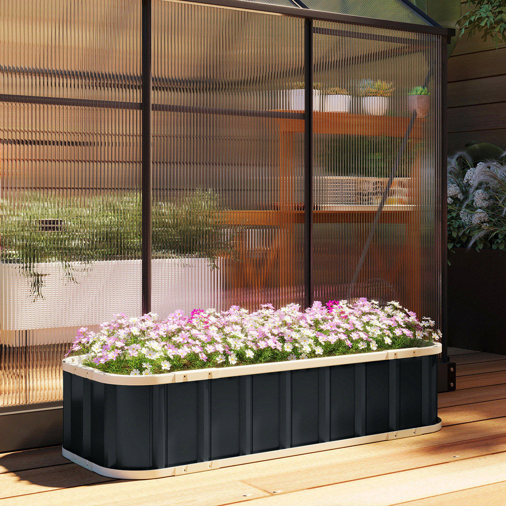 Outsunny Dark Grey Galvanised Raised Garden Bed with Gloves 136 x 52 x 31cm Image 7