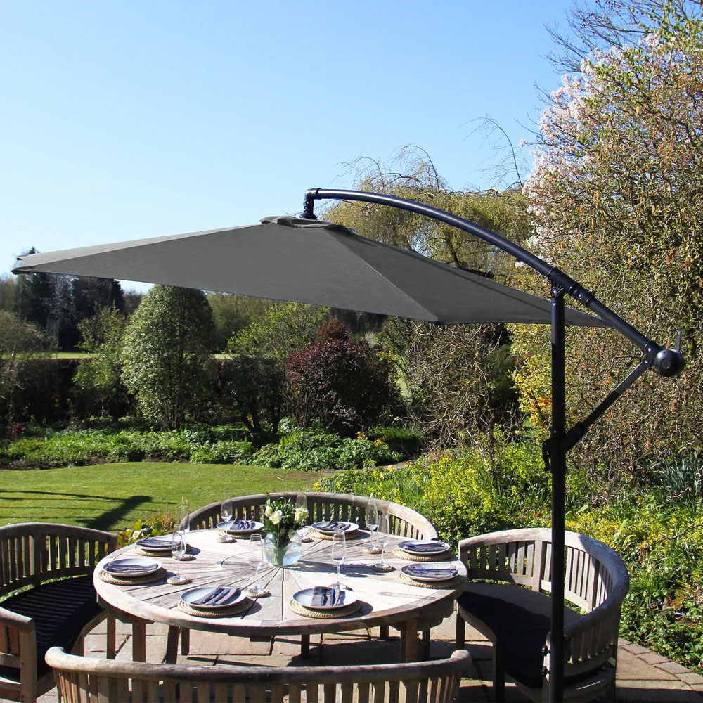 MonsterShop Grey Cantilever Parasol with Square Base Image 2