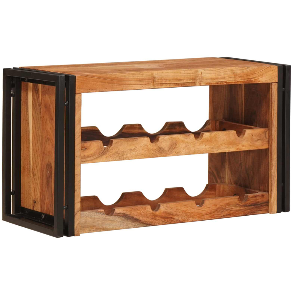 vidaXL 8 Bottle Brown Solid Acacia Wood Wall Mounted Wine Rack Image 1