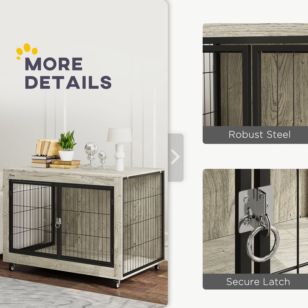 PawHut Large Dog Crate Furniture on Wheels Image 7