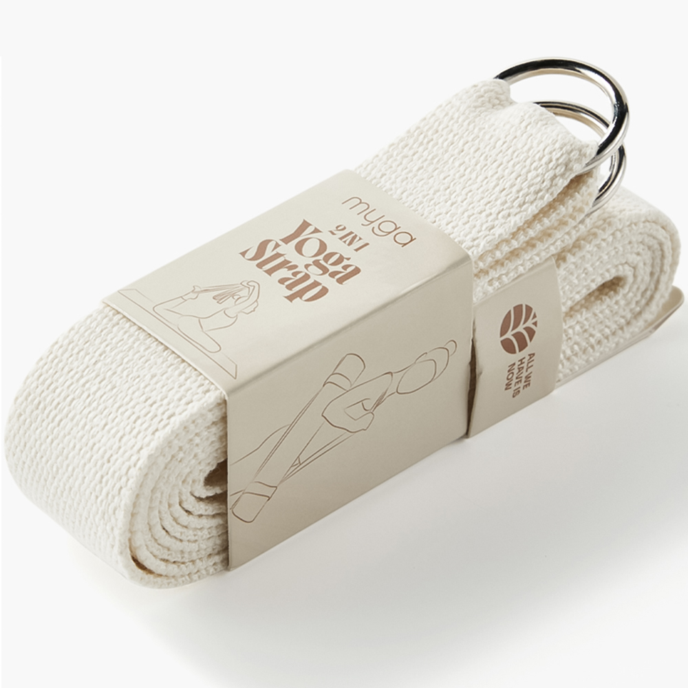 Myga Cream Adjustable Yoga Belt Sling with Metal D Rings Image 2