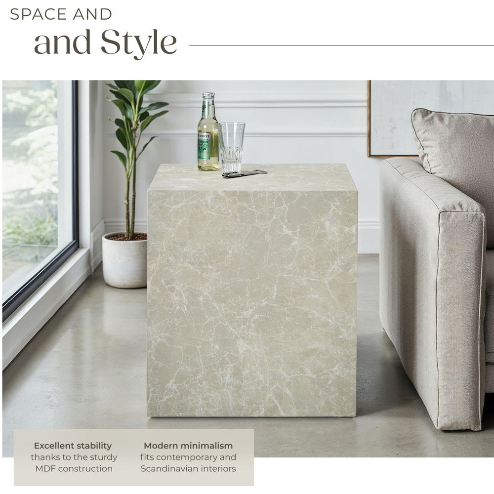 Tectake Lasley Travertine Marble Look Cube Design Coffee Table Image 6
