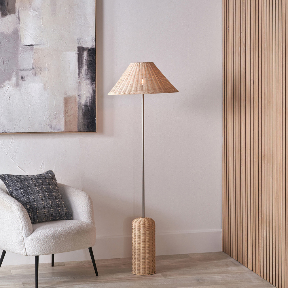 Pacific Lifestyle Hali Rattan Shade and Base Floor Lamp Image 2