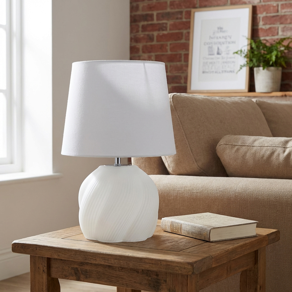 Millie Glass Table Lamp - White Image 7