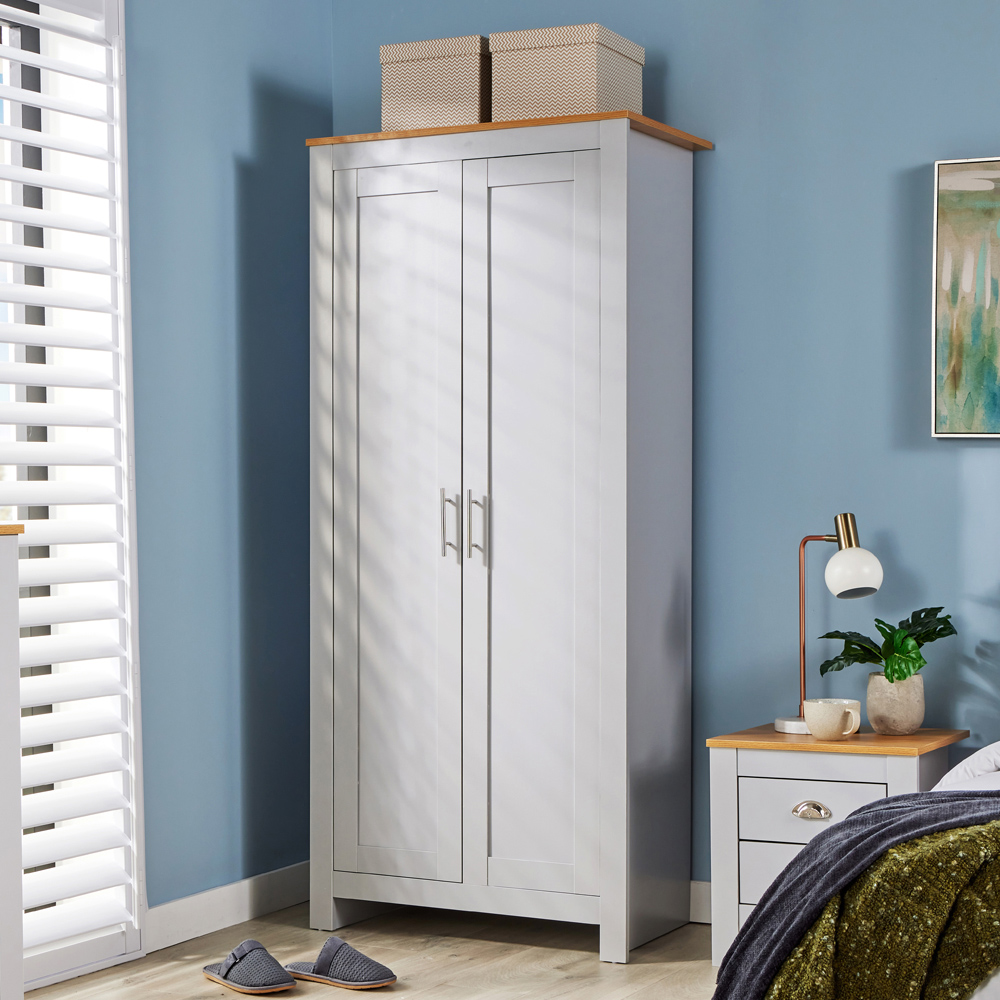 Home Source Camden 2 Door Grey Bedroom Wardrobe Image 5