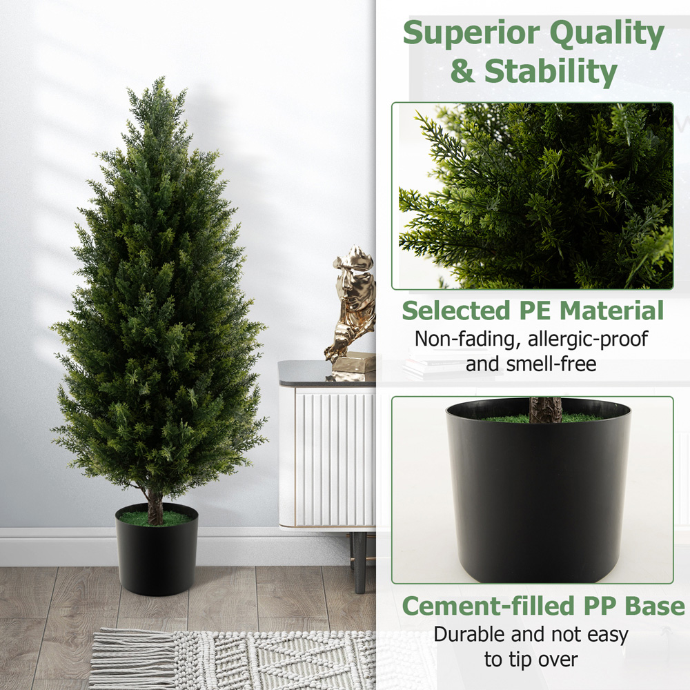 Costway Artificial Cedar Topiary Tree In Pot 3ft Image 5
