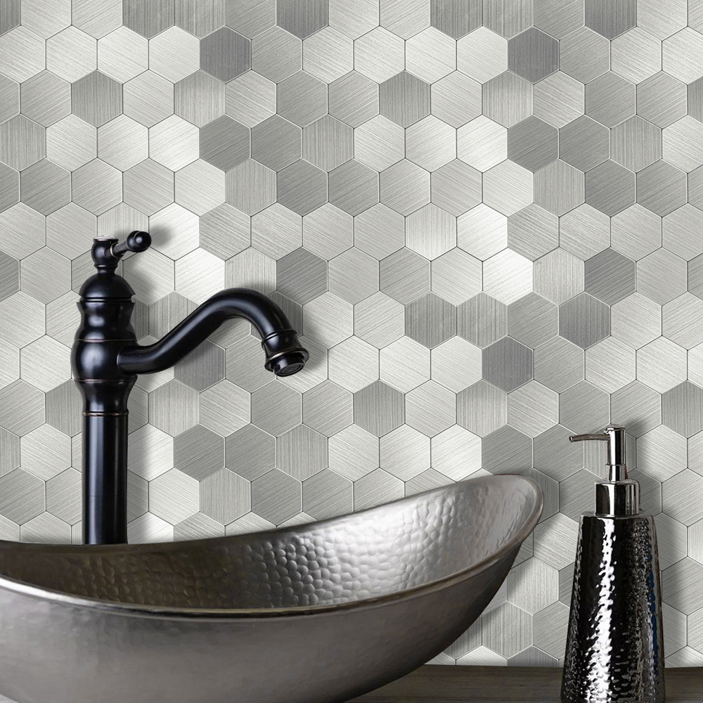 Birtwell Large Hexastyle Aluminium Peel and Stick Wall Tile 290 x 288mm Image 4