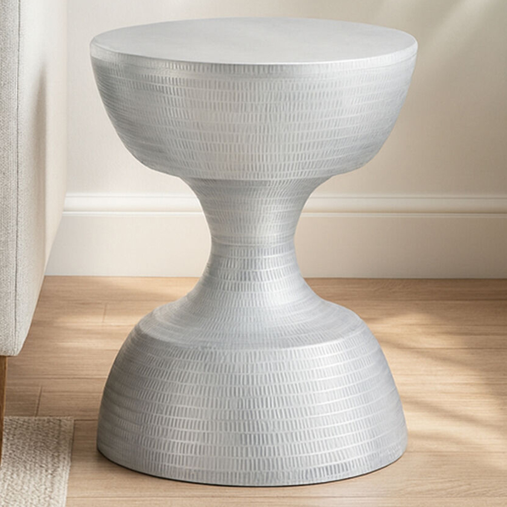 Premier Housewares Matin Textured Aluminium Small Side Table Image 1