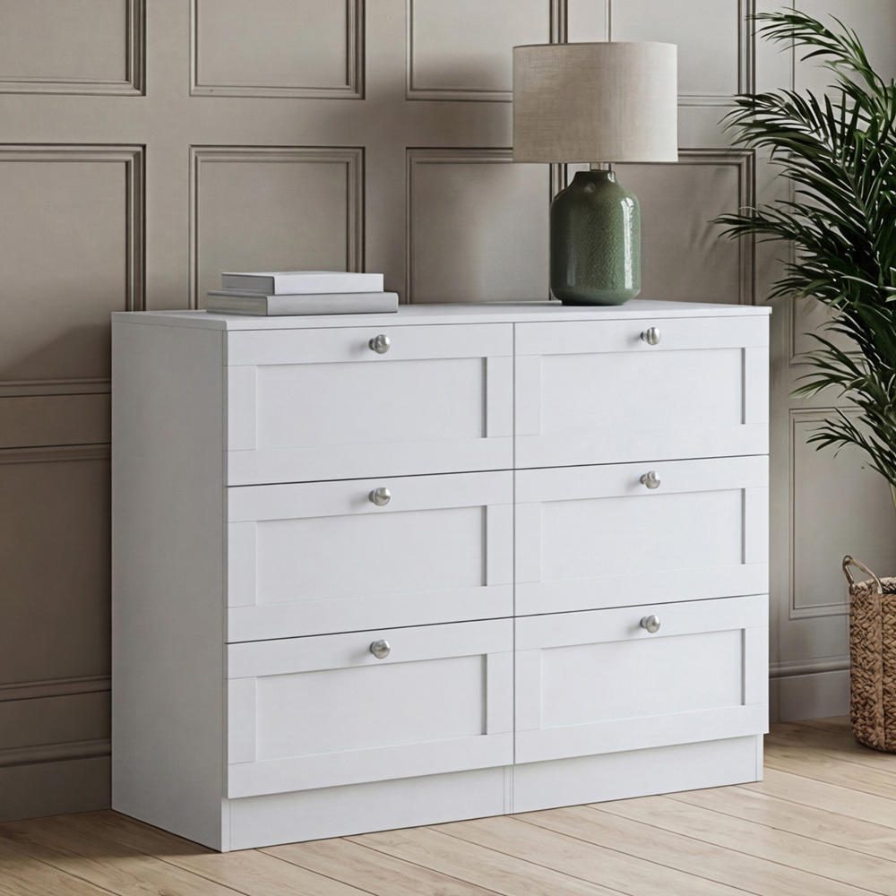 VIDA DESIGNS Altino 6 Drawer White Shaker-Style Chest of Drawers Image 3