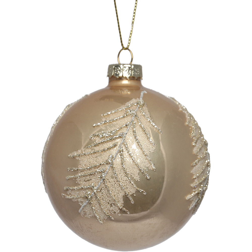 Single Grace & Glory Champagne Glitter Leaf Bauble in Assorted styles Image 3