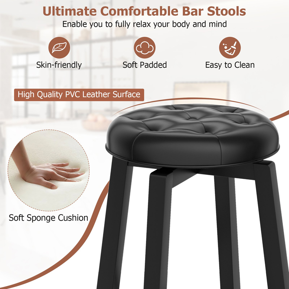 Costway Black Swivel Bar Stool Set of 2 Image 7