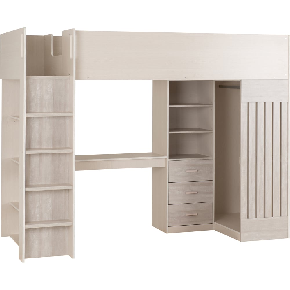 Seconique Jupiter Single White and Grey High Sleeper Bed Frame Image 2