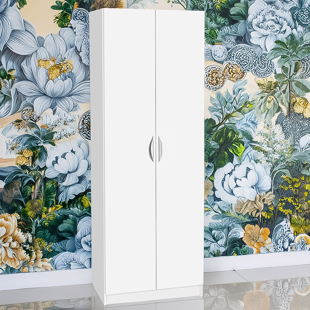 R White Cabinets 2 Door White Tall Cupboard Image 1