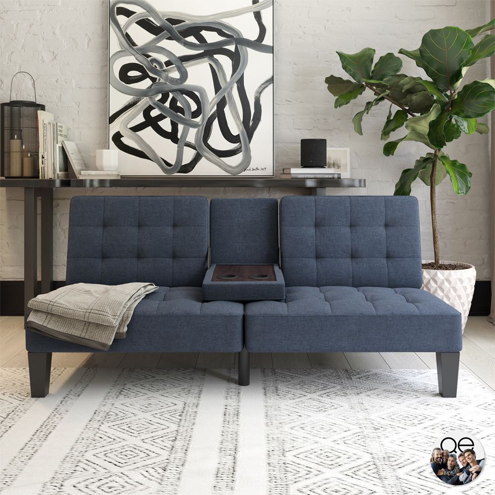 Dorel Adalynn Blue Linen Convertible Futon Image 7