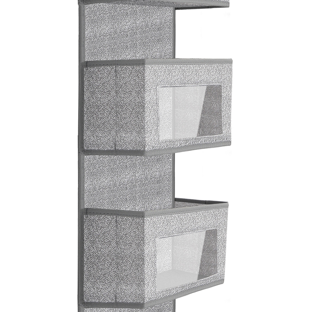 Living and Home 5 Pocket Grey Fabric Over The Door Storage Organiser Image 6