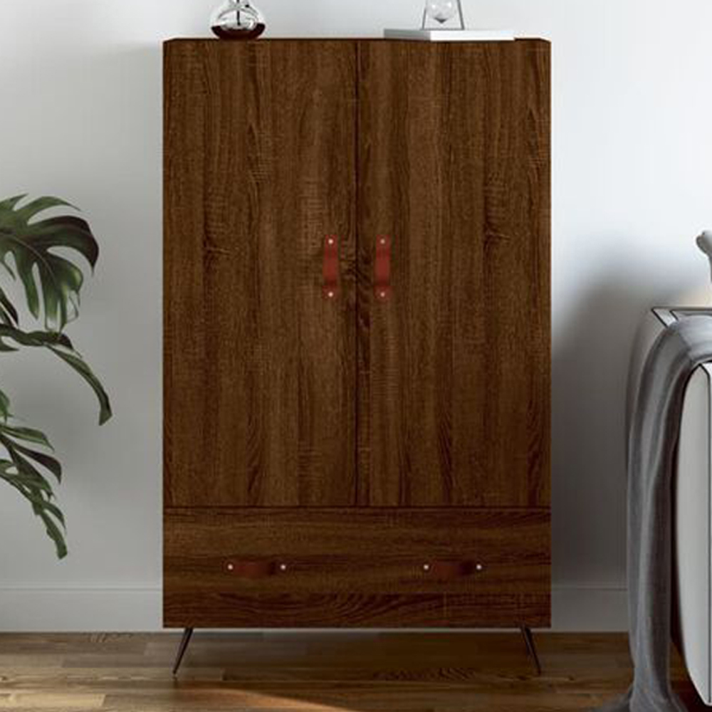 vidaXL 2 Door Single Drawer Brown Oak Highboard Image 1