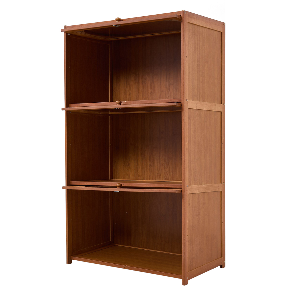 Living and Home 3 Acrylic Door Brown Bamboo Bookcase Image 3