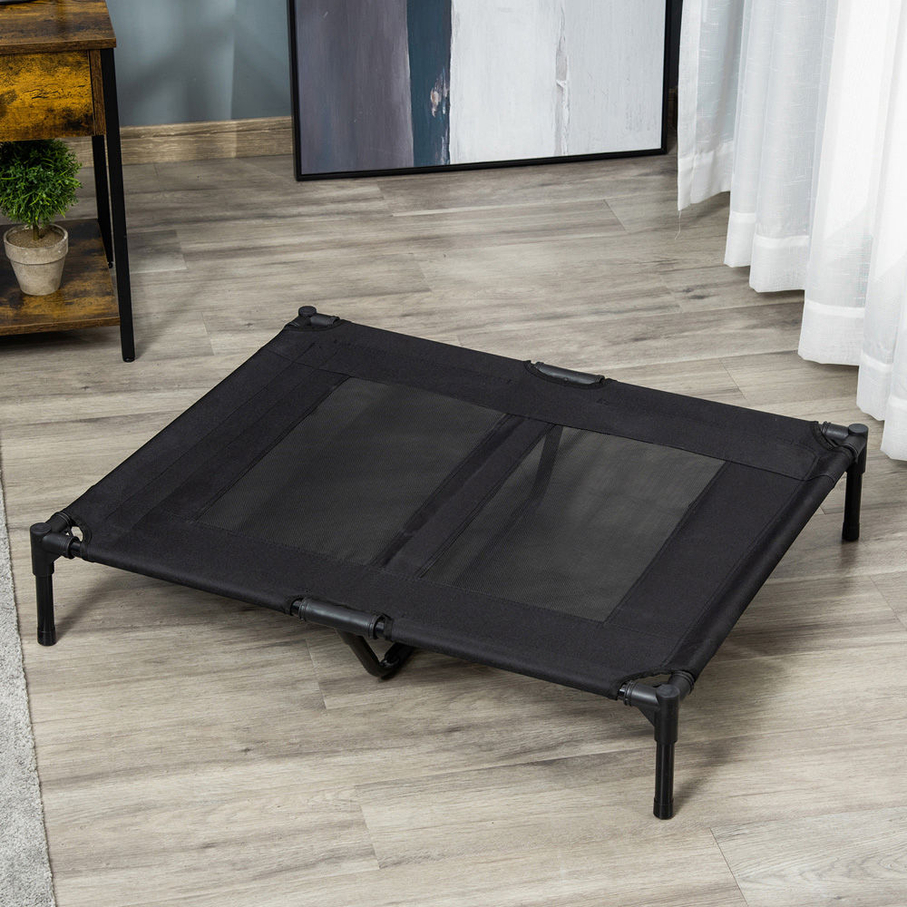 PawHut 92cm Black Elevated Pet Bed Image 2